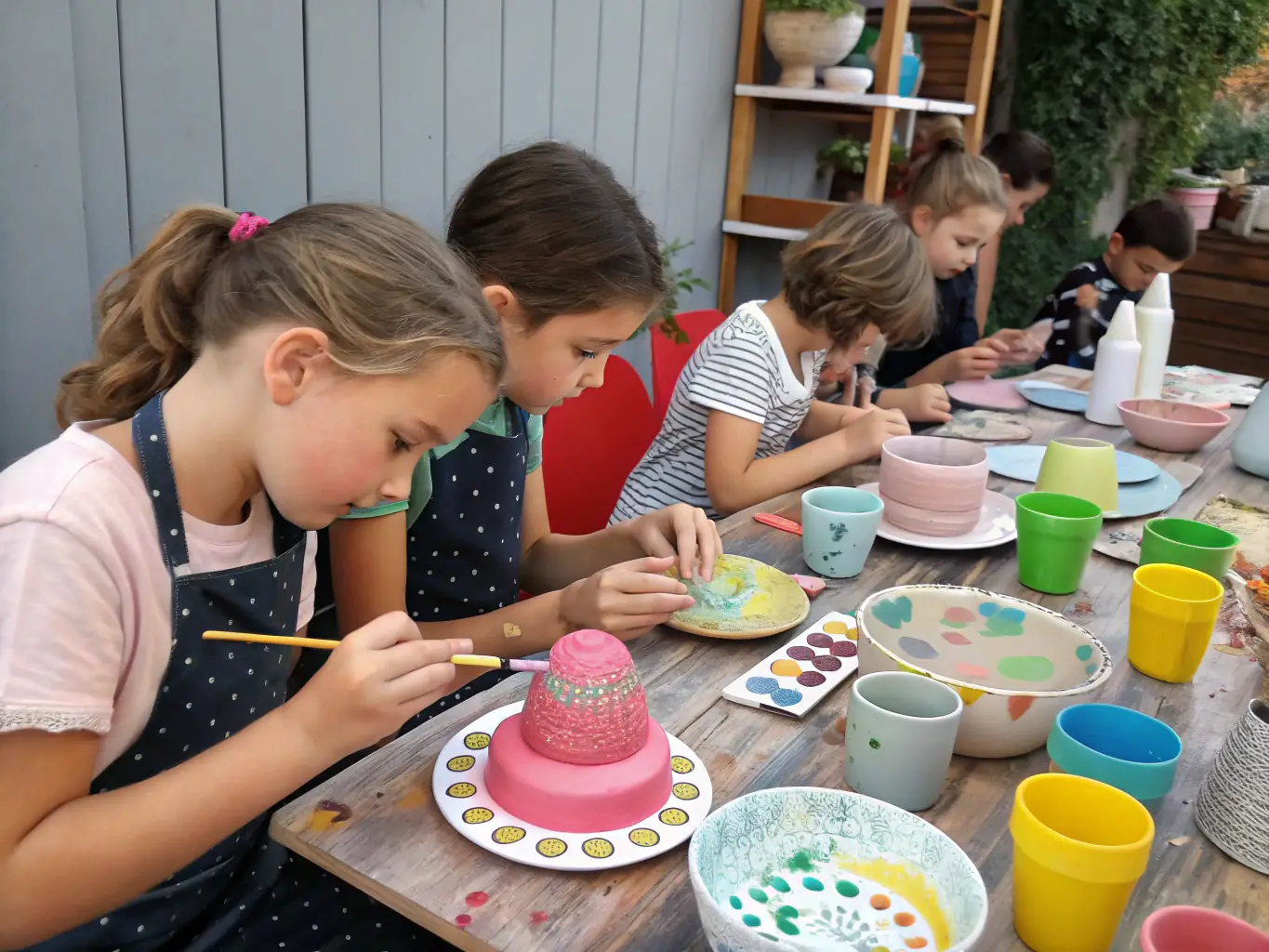 Children participating in a hands-on workshop, learning about heritage preservation techniques with smiles and engagement.