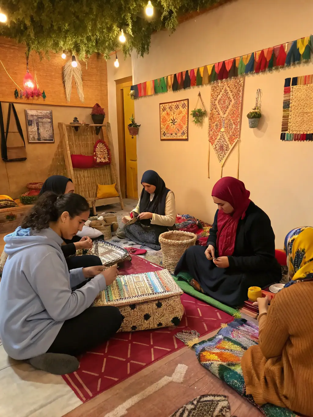 Children and adults engaged in a hands-on workshop, working on heritage crafts or environmental projects. The image represents the Educational Workshops provided by DECOUVERTE CHEMINS ET PATRIMOINE.